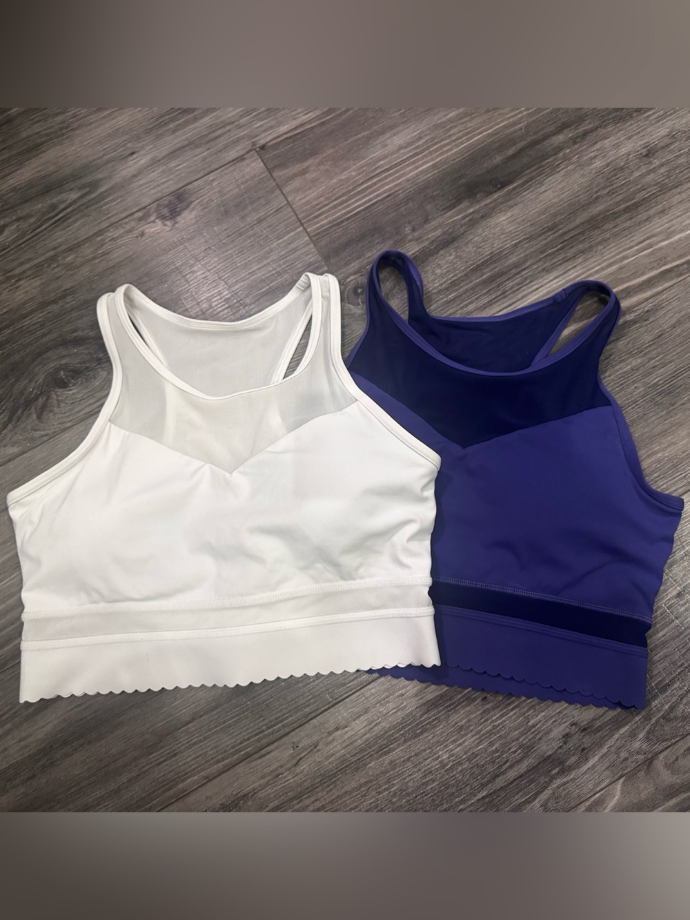 TWO - ZYIA Active Star Mesh Sports Bras Medium White Twilight Blue 2 Pack Lot